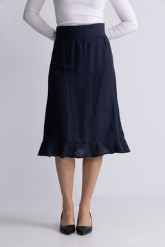 Franca Linen Skirt - Navy