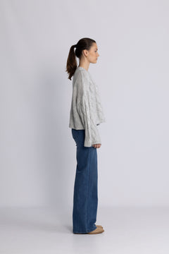 Lyza Sh Knit - Light Grey Melange