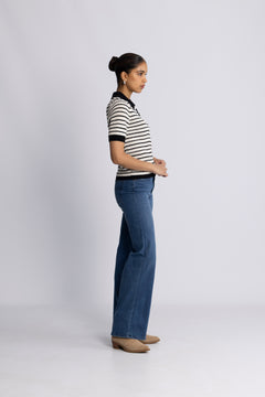Charles Knit Blouse - Black Stripe