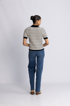 Charles Knit Blouse - Black Stripe