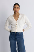 Cashmere Blend Cardigan - Offwhite