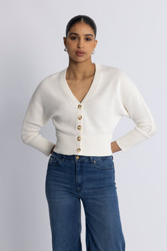 Cashmere Blend Cardigan - Offwhite