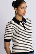 Charles Knit Blouse - Black Stripe