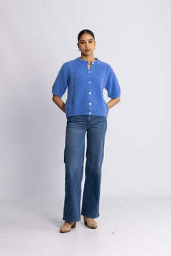 Kae Ss Knit Cardigan - Dove Blue