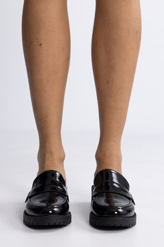 Biapearl Simple Penny Loafer Patent Aquarius - Black