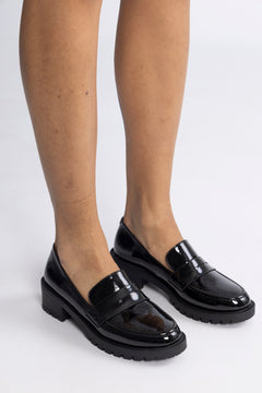 Biapearl Simple Penny Loafer Patent Aquarius - Black