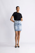 Bowiecc Block Skirt - Fade Denim