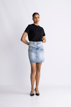 Bowiecc Block Skirt - Fade Denim