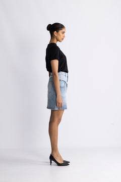 Bowiecc Block Skirt - Fade Denim