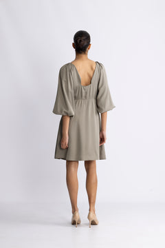 Laurina 3/4 Short Open Back Dress B - Vetiver