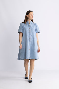 Jolene Elena 2/4 Shirt Dress - Light Blue Wash