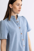 Jolene Elena 2/4 Shirt Dress - Light Blue Wash