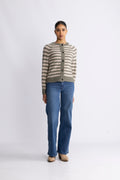 Lulu Ls Knit Short Stripe Cardigan - Vetiver Birch