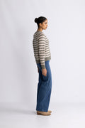 Lulu Ls Knit Short Stripe Cardigan - Vetiver Birch