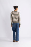 Lulu Ls Knit Short Stripe Cardigan - Vetiver Birch