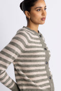 Lulu Ls Knit Short Stripe Cardigan - Vetiver Birch