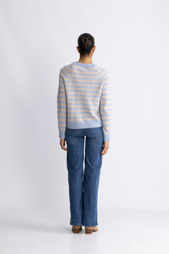 Lulu Ls Knit Short Stripe Cardigan - Cashmere Blue Birch