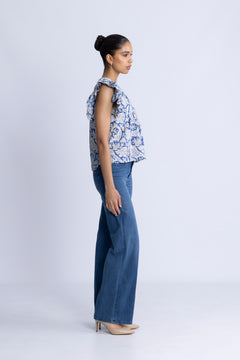 Sienna Flutter Sleeve Top - Ciel