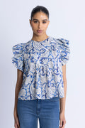 Sienna Flutter Sleeve Top - Ciel