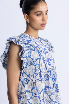 Sienna Flutter Sleeve Top - Ciel