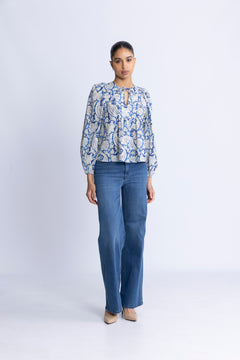 Brea Long Sleeve Blouse - Ciel