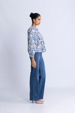 Brea Long Sleeve Blouse - Ciel