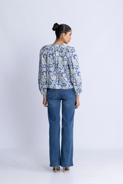 Brea Long Sleeve Blouse - Ciel