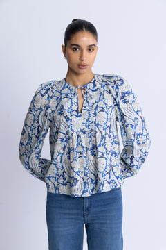 Brea Long Sleeve Blouse - Ciel