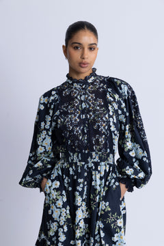Cotton Slub Midi Dress - Cherry Blossom
