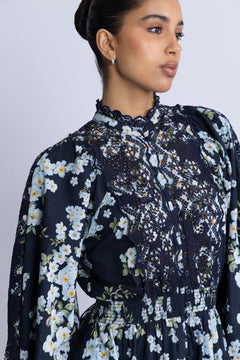 Cotton Slub Midi Dress - Cherry Blossom