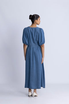 Denimcc Pleat Dress - Denim Blue