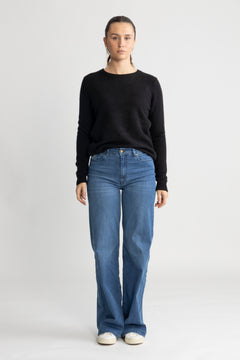 Manila Ls Knit Cashmere O-Neck - Black