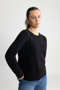 Manila Ls Knit Cashmere O-Neck - Black