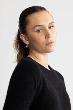 Manila Ls Knit Cashmere O-Neck - Black