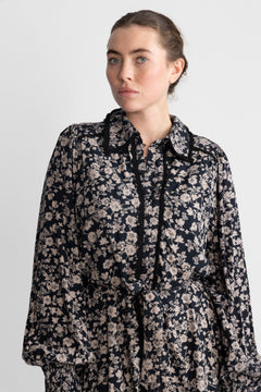 Yastilera Ls Shirt Dress - Black/Tilera Fungi