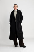 Cashmere Coat W Clareta Belt Long - Ebony Black