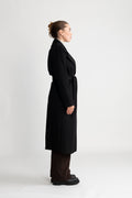 Cashmere Coat W Clareta Belt Long - Ebony Black