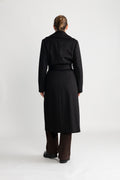 Cashmere Coat W Clareta Belt Midi - Ebony Black
