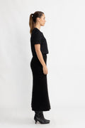 Gabella Hw Midi Knit Skirt - Black