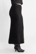 Gabella Hw Midi Knit Skirt - Black