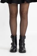 Biaharper Mid Calf Biker Boot Pull Up Leather - Black