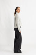 Cille Cashmere Blend High Neck- Light Grey Melange