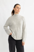 Cille Cashmere Blend High Neck- Light Grey Melange