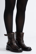 Biaharper Mid Calf Biker Boot Pull Up Leather - Chestnut