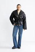 Belted Puffer Jacket - Black