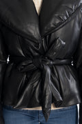 Belted Puffer Jacket - Black