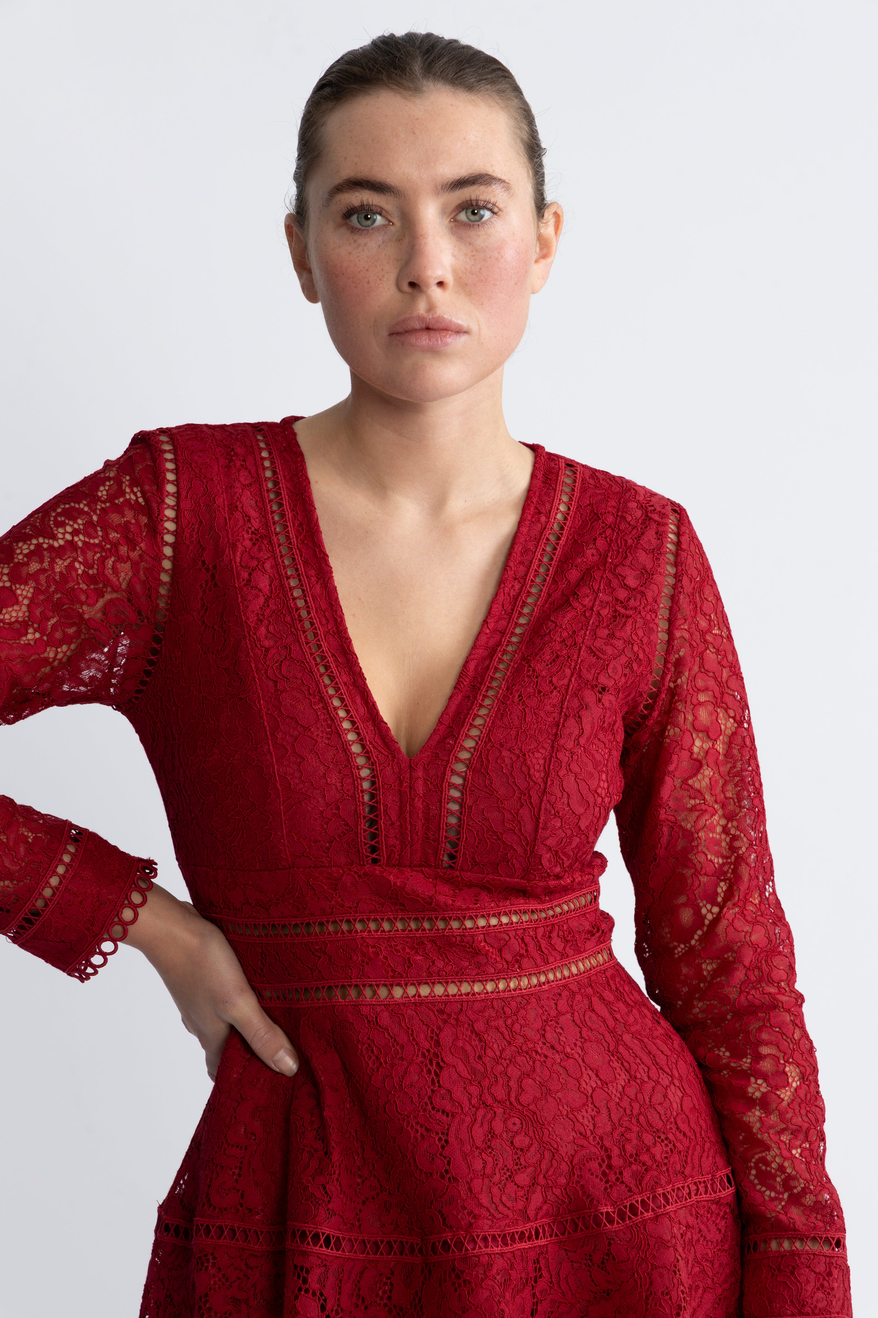 Ellie Dress - Red Lace