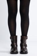 Biaharper Mid Calf Biker Boot Pull Up Leather - Chestnut