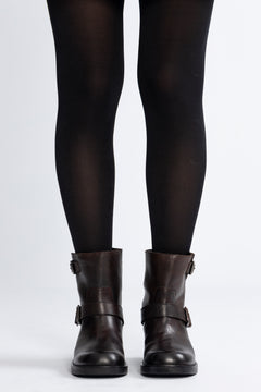 Biaharper Mid Calf Biker Boot Pull Up Leather - Chestnut