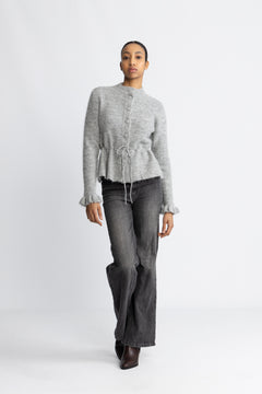 Yasthellis Ls Knit Cardigan S. - Light Grey Melange